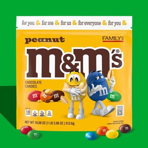 M&Ms Bonbons au chocolat au lait et aux cacahuètes, format familial, sac refermable de 512,5 g