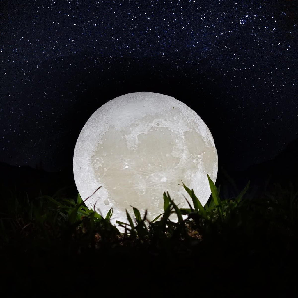 Lampe Lune Veilleuse pour Enfants Cadeau pour Femmes Chargement USB et Contrôle Tactile Luminosité Lampe Lunaire Imprimée en 3D Blanc Chaud et Froid