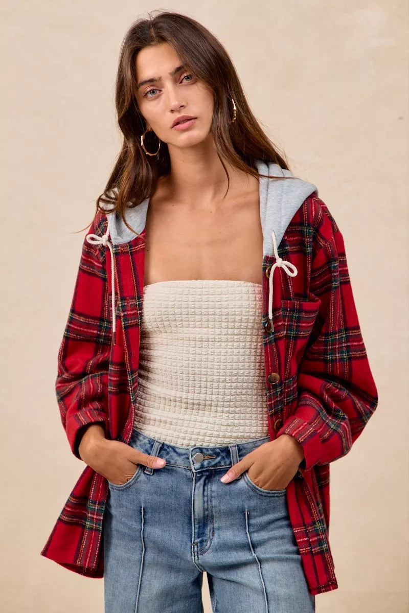 Veste à capuche à carreaux BiBi