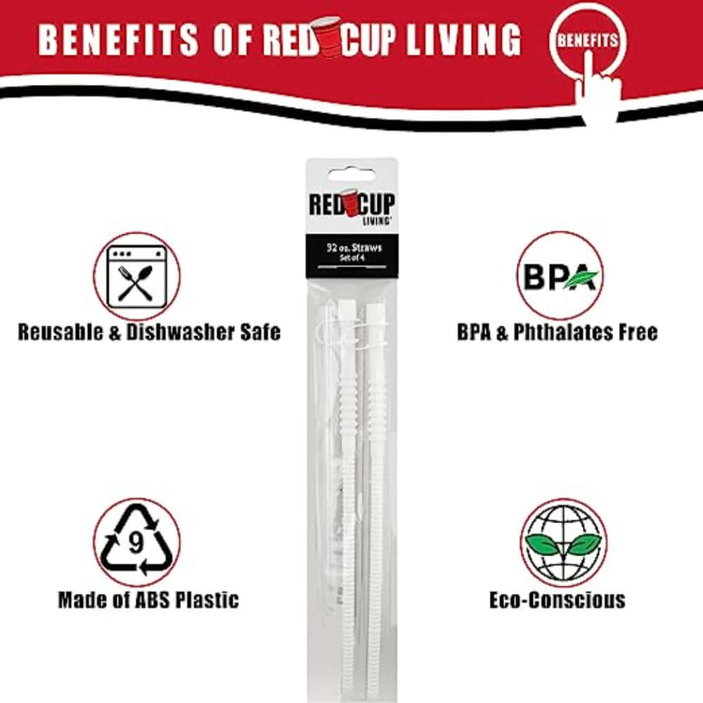 Pailles réutilisables en plastique de 530 ml et 946 ml | Plastique durable, sans BPA ni phtalates | Écologiques
