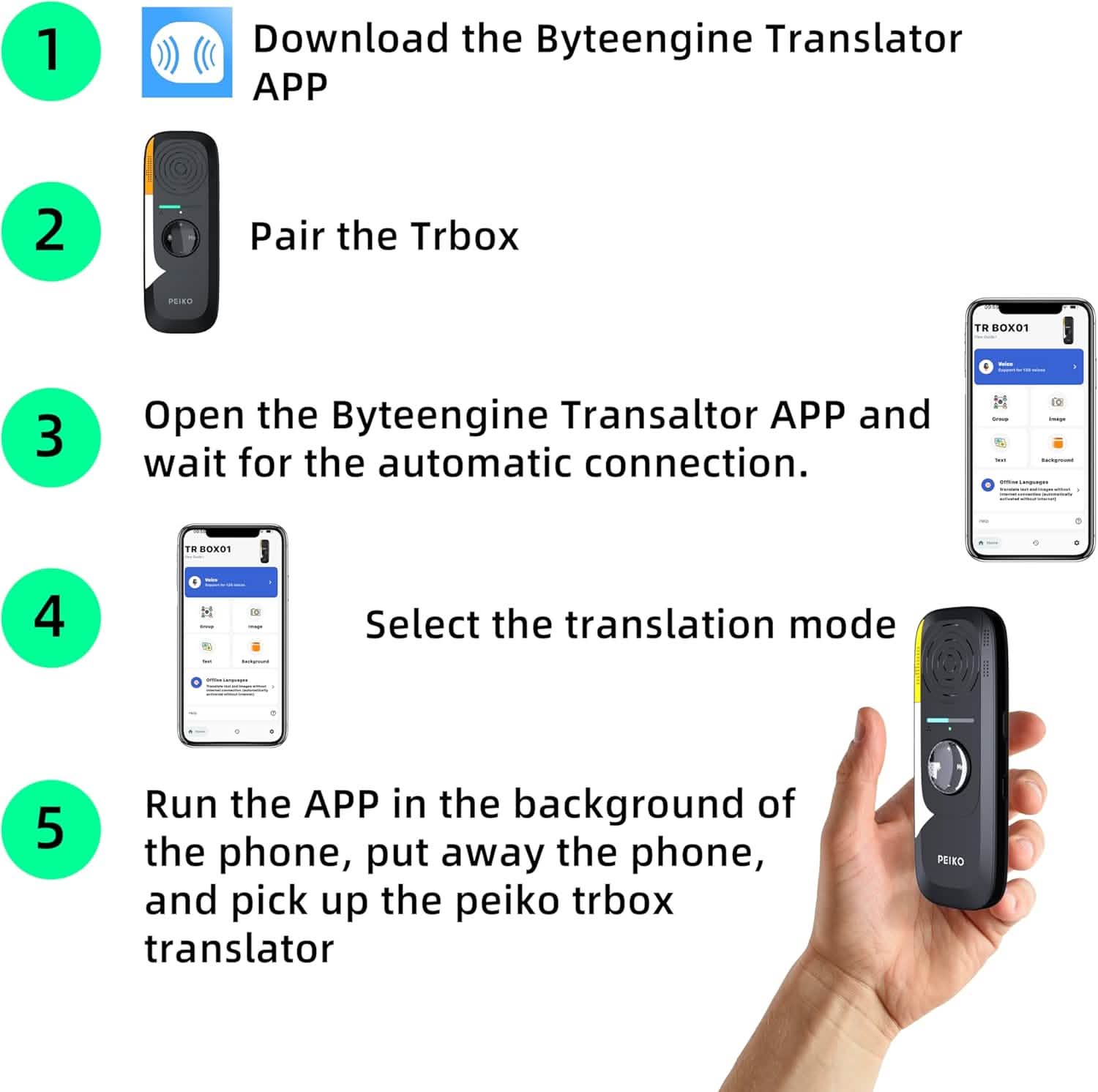 Appareil de traduction linguistique portable – 136 langues