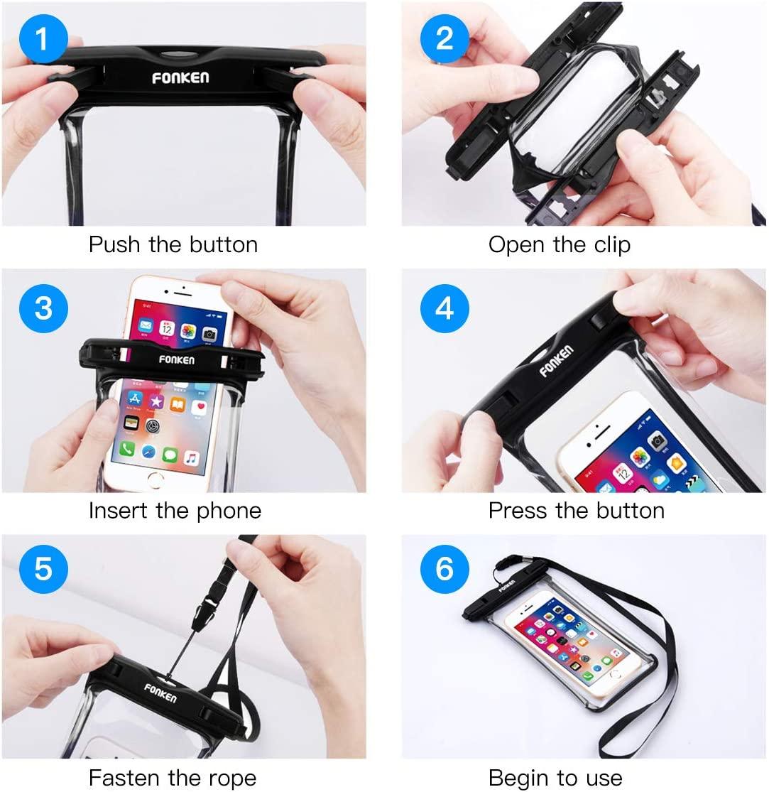 Coque étanche moderne pour téléphone, vue complète, housse de protection universelle souple pour téléphone iPhone, sac étanche, étui de téléphone étanche avec cordon pour iPhone, sac étanche.