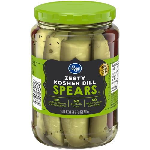 Bâtonnets de cornichons à l'aneth cachères relevés Kroger 710 ml