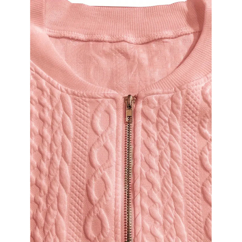 Blousons aviateur pour femmes Manteaux jacquard mignons Vestes légères zippées