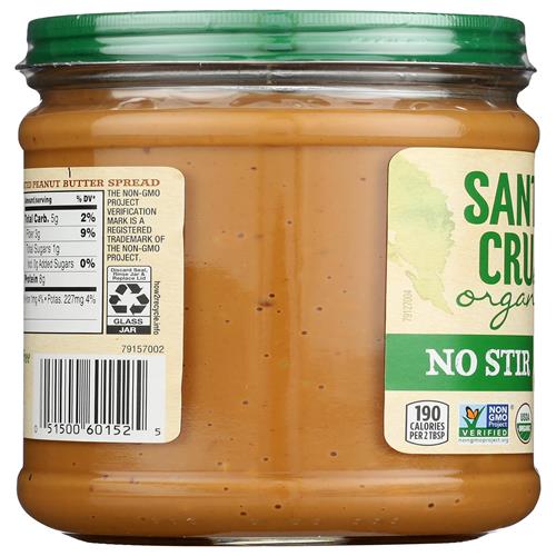 Pâte à tartiner au beurre de cacahuète croquant Santa Cruz Organic No Stir Dark Roast, 453 g