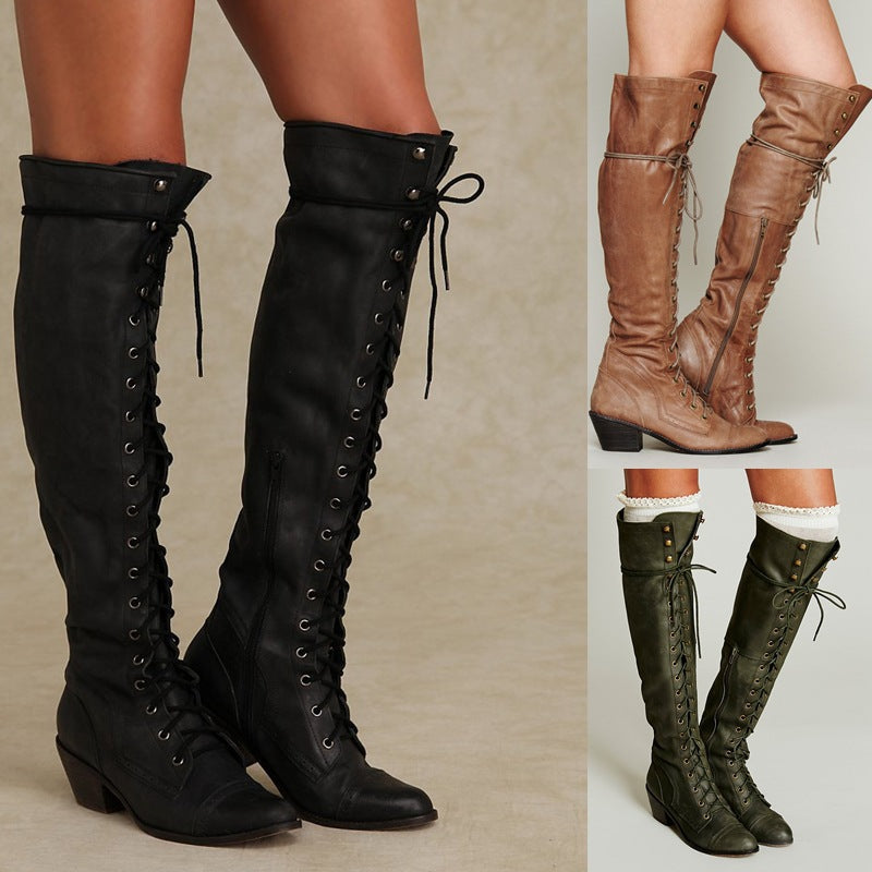 Bottes cuissardes pour femme – Bottes d'hiver élégantes à bout rond