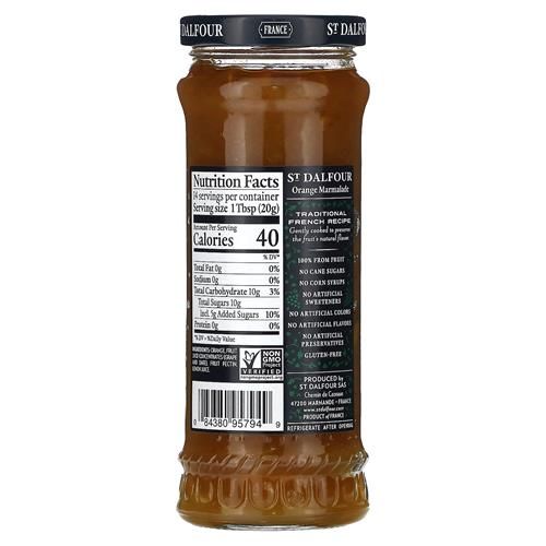 St Dalfour Orange Mermelade French Fruit Spread (10 Oz) | Recette artisanale | 100% issue des fruits | Sans nitrates ni nitrites de synthèse | Naturellement sucré
