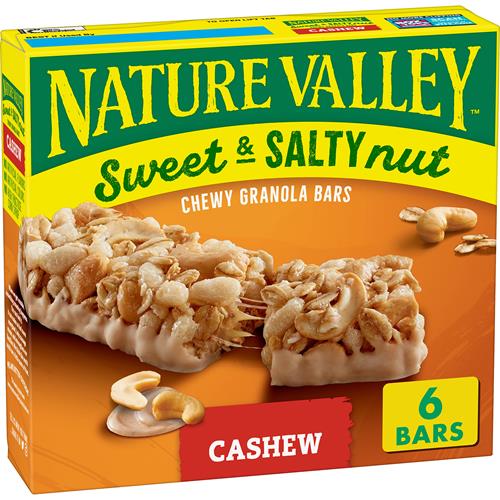 Barres tendres Granola Nature Valley, noix sucrées et salées, cajou, 6 barres, 7,2 oz