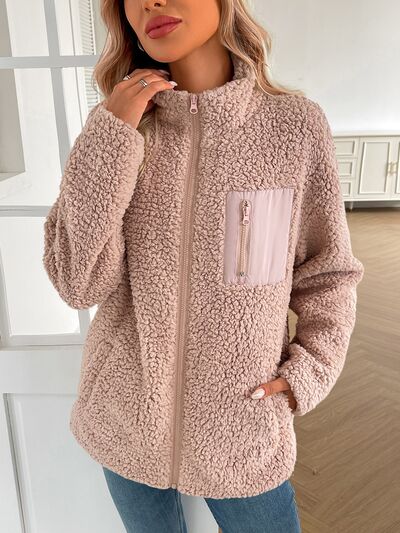 Veste d'hiver chaude zippée à manches longues, douillette et élégante, indispensable pour le froid, veste d'extérieur.