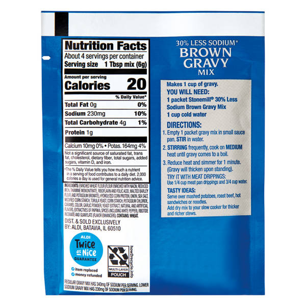 Stonemill Mélange de sauce brune à teneur réduite en sodium, 24 g