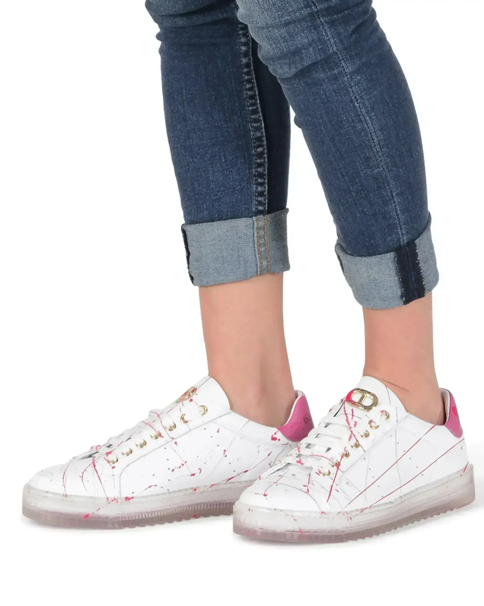 Baskets éclaboussures – Blanc Fuxia