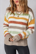 Pull ras du cou en maille color-block multicolore à épaules tombantes