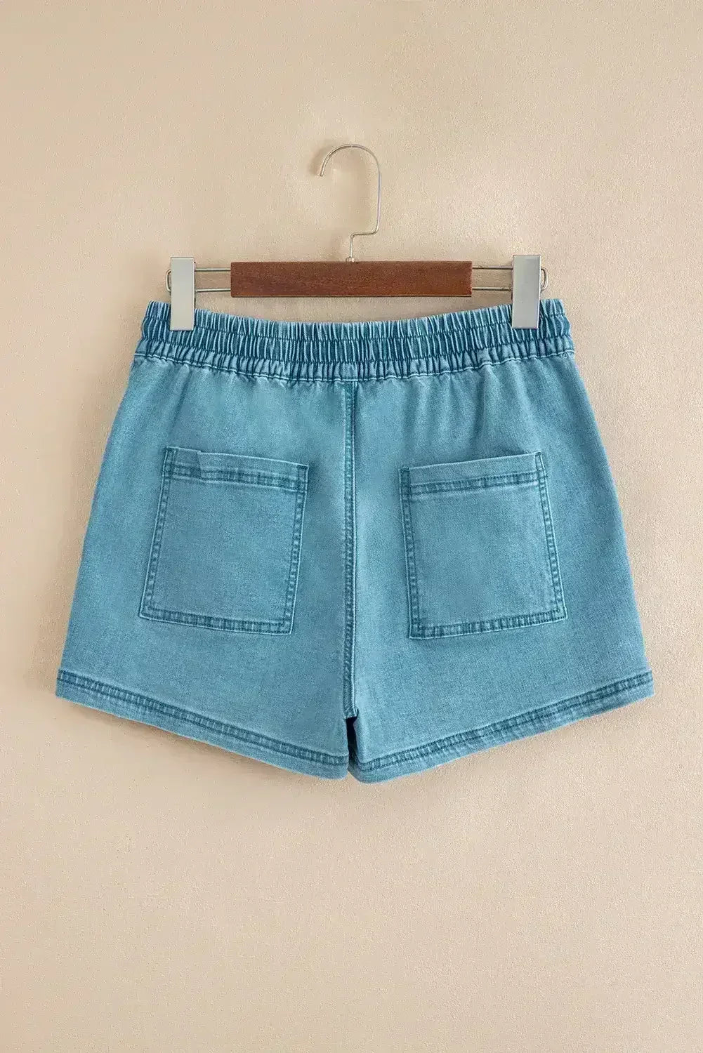 Short en jean Beau Blue avec taille élastique et cordon de serrage