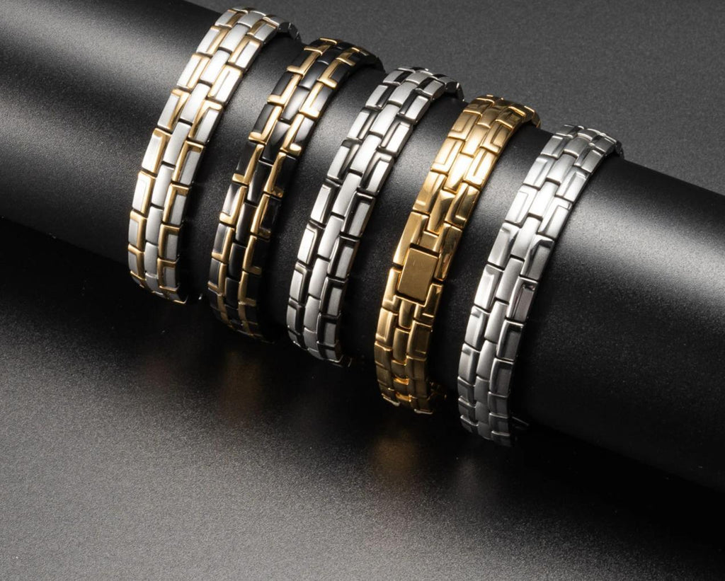 Bracelet tendance pour hommes, bracelet magnétique en acier inoxydable, bracelet magnétique doré pour hommes et femmes