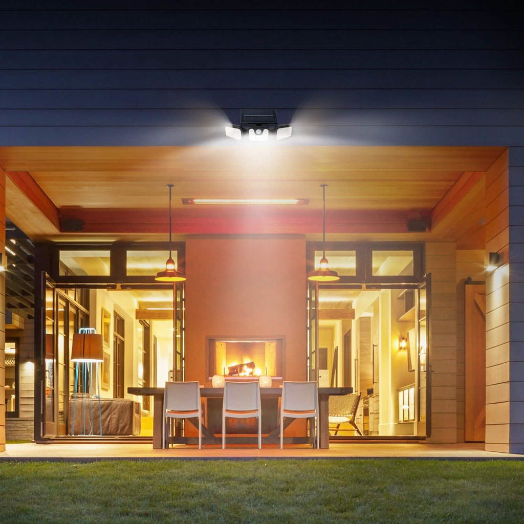 Projecteur solaire à capteur de mouvement, 74 LED, 3 têtes réglables