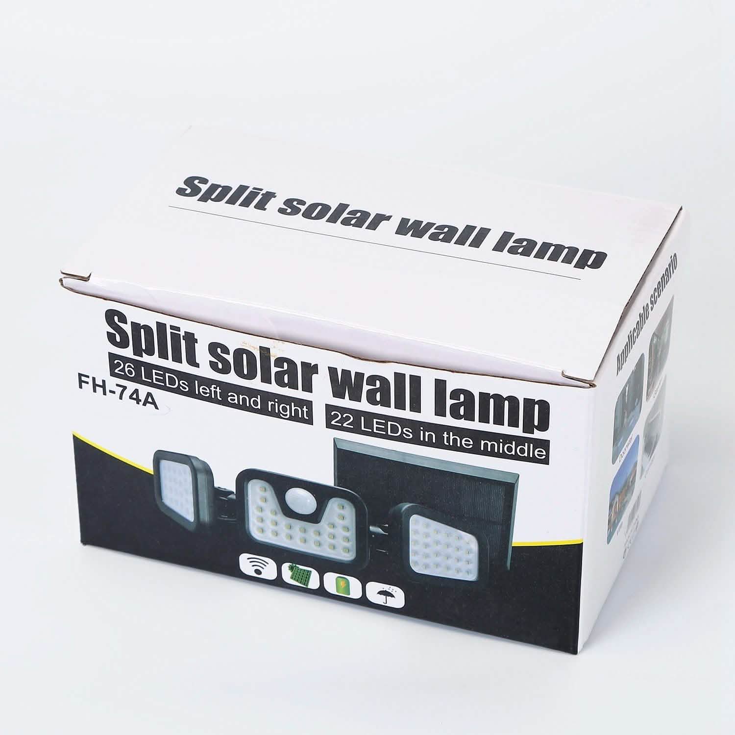 Projecteur solaire à capteur de mouvement, 74 LED, 3 têtes réglables