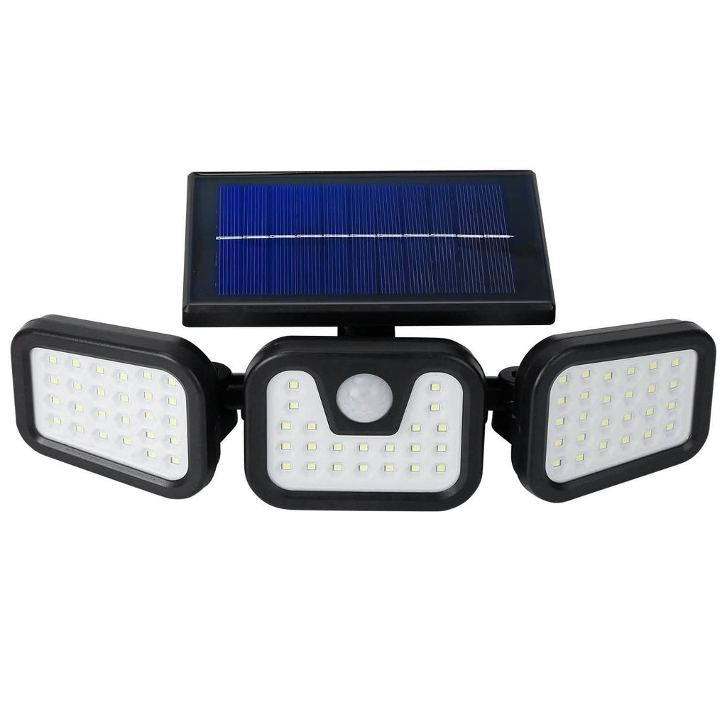 Projecteur solaire à capteur de mouvement, 74 LED, 3 têtes réglables