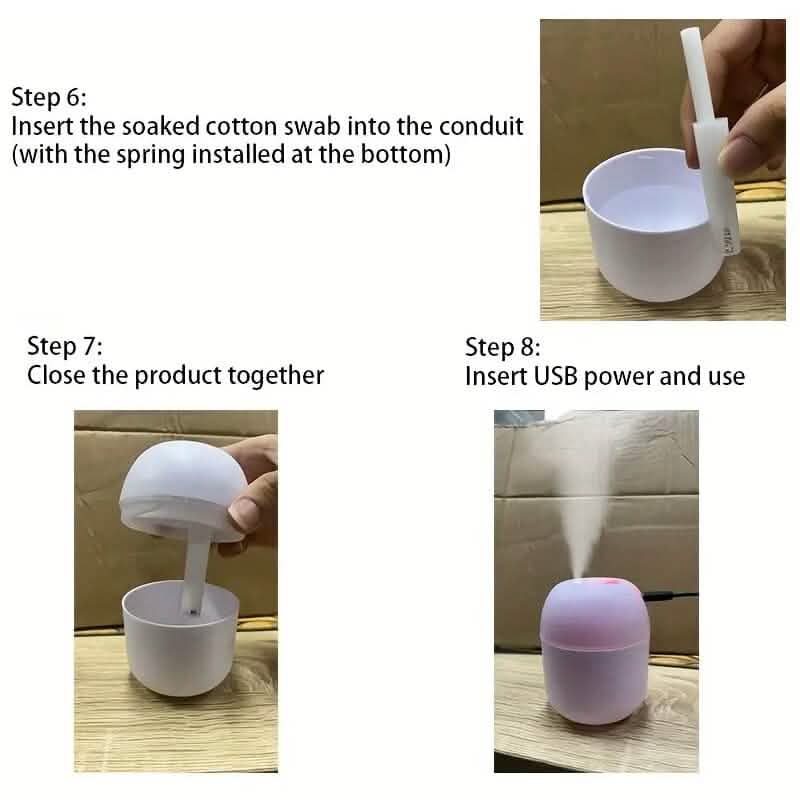 Humidificateur portable d'aromathérapie de 210 ml alimenté par USB avec veilleuse LED