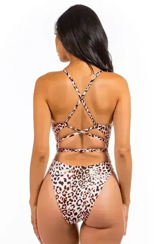 Maillot de bain une pièce avec boucles et liens