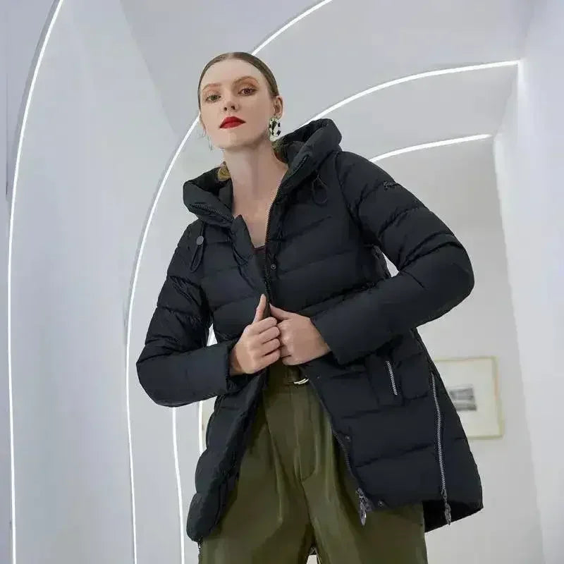 Manteau d'hiver chaud à capuche pour femme, veste parka décontractée