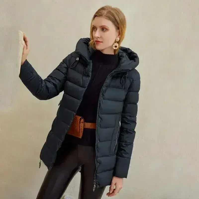 Manteau d'hiver chaud à capuche pour femme, veste parka décontractée