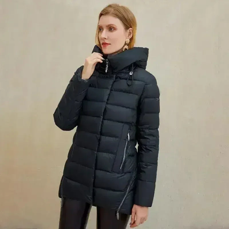 Manteau d'hiver chaud à capuche pour femme, veste parka décontractée