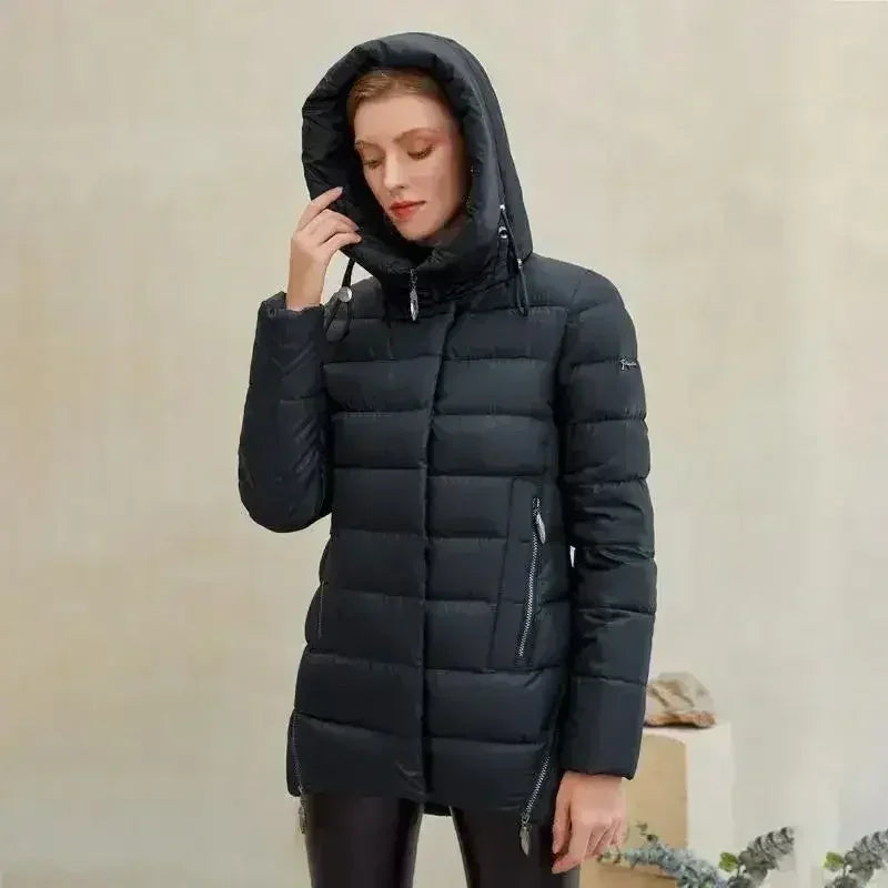 Manteau d'hiver chaud à capuche pour femme, veste parka décontractée