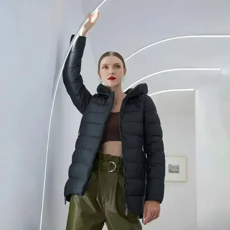 Manteau d'hiver chaud à capuche pour femme, veste parka décontractée