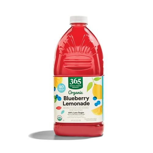 Jus de citron et bleuets biologique, moins sucré, 1,89 L, Whole Foods Market