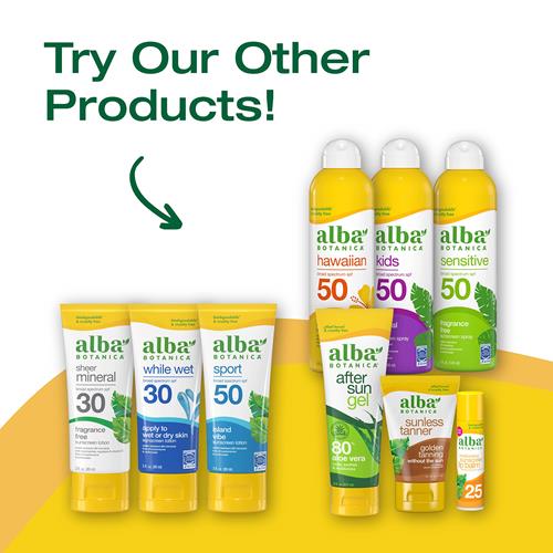 Vaporisateur écran solaire minéral transparent Alba Botanica, FPS 30, large spectre sans parfum, résistant à l'eau et biodégradable, flacon de 147 ml.
