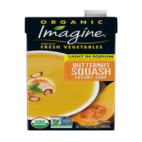 Imaginez un potage onctueux de courge musquée biologique à teneur réduite en sodium, 32 oz