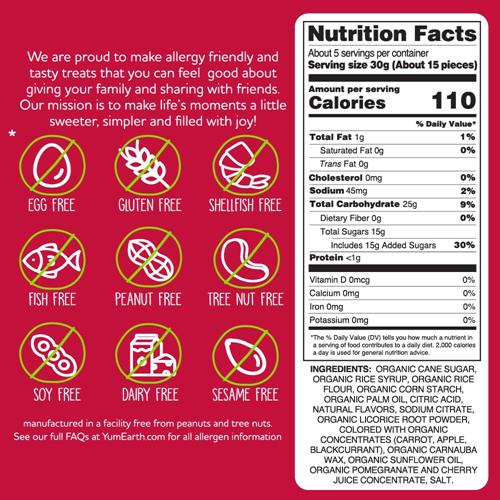 Yumearth Réglisse biologique à la grenade sans gluten en sachets individuels – Convient aux personnes allergiques, sans gluten, sans OGM, végétalien, sans arômes ni colorants artificiels – 142 g (paquet de 1)