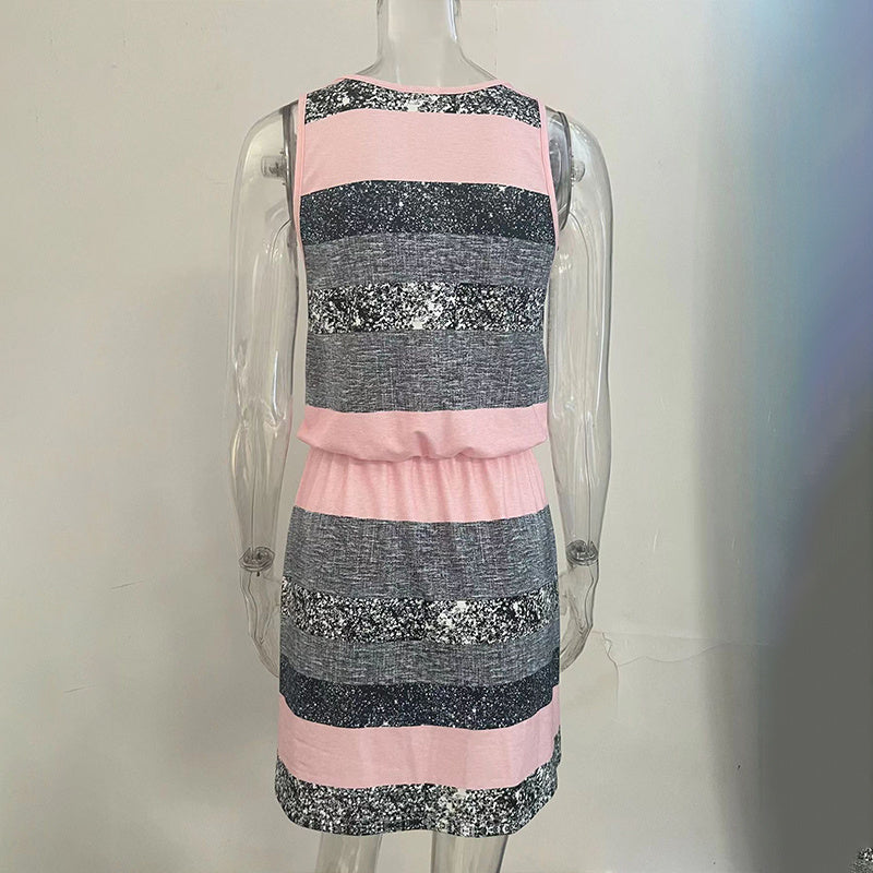 Robe portefeuille courte color block et rayée pour femme