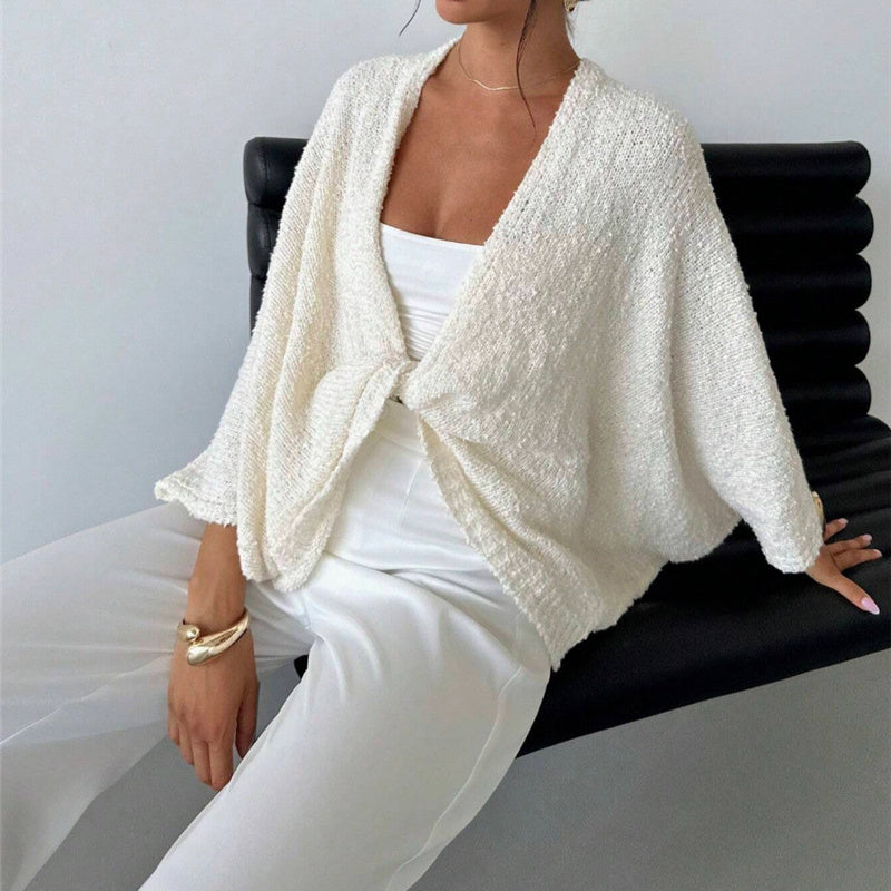 Pull en tricot croisé pour femme