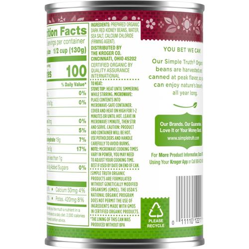 Haricots rouges foncés biologiques Simple Truth 425 g