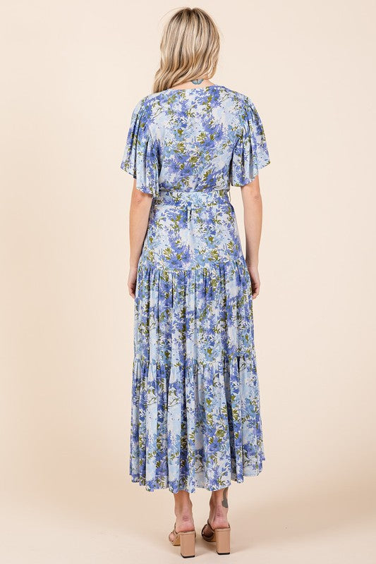 Nouvelle Robe Été Femme Fleurie à Volants, Taille Ceinturée, Manches Courtes – Féminine, Élégante, Joyeuse, Bohème Chic, Fluide & Gracieuse