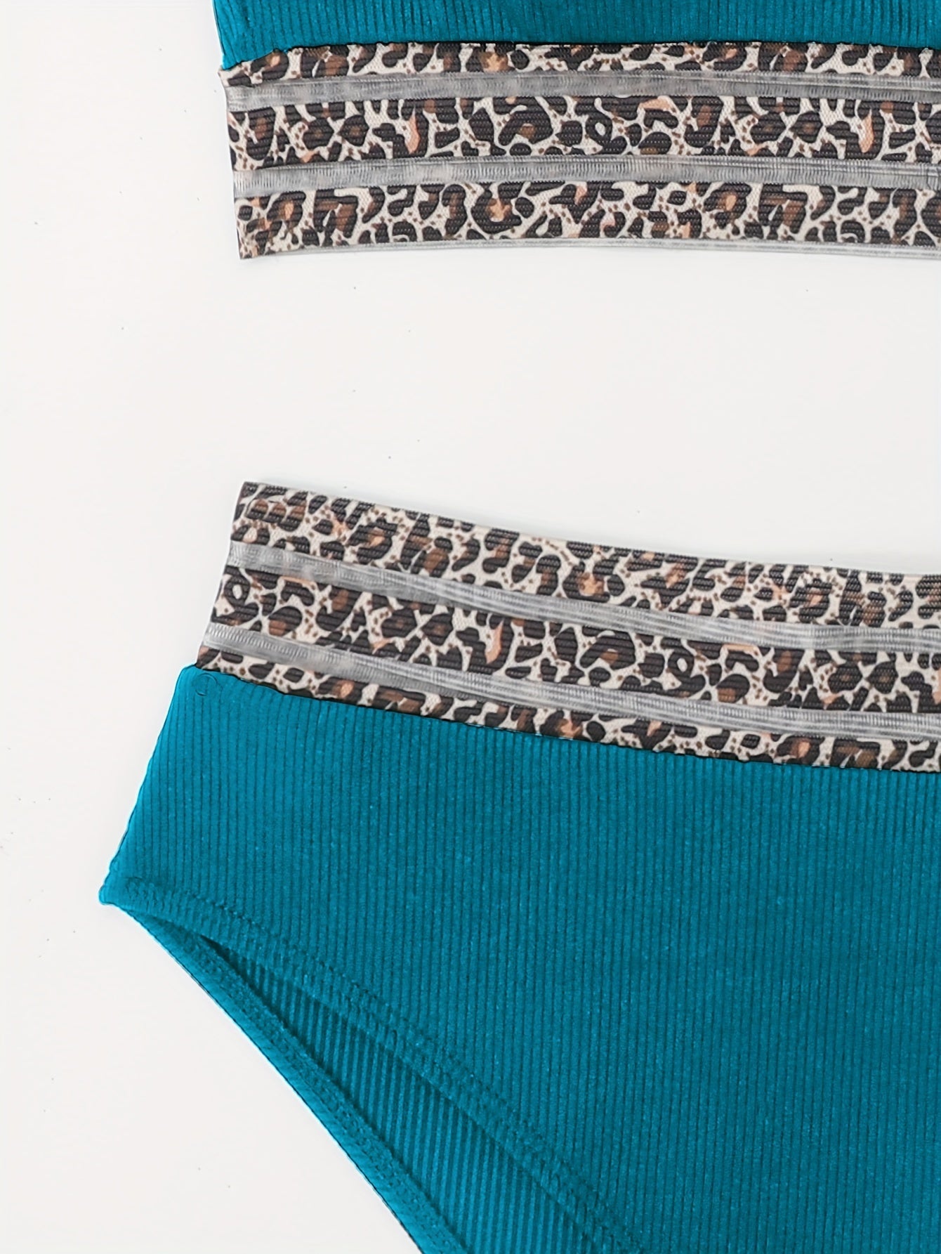 Maillot de Bain Deux Pièces Femme Bikini Taille Haute Bandeau Imprimé Léopard – Ensemble Bikini Super Élastique avec Détails en Maille Séduisants et Coupe Flatteuse – Maillot de Bain Chic Imprimé Animal pour la Plage, la Piscine et les Vacances d'Été