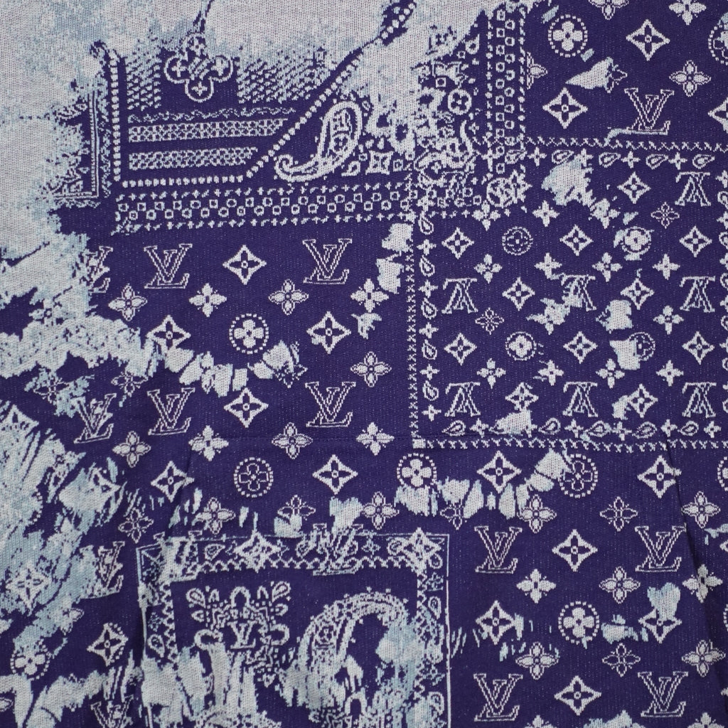 Louis Vuitton - Sweat à capuche à manches courtes Monogram Bandana bleu