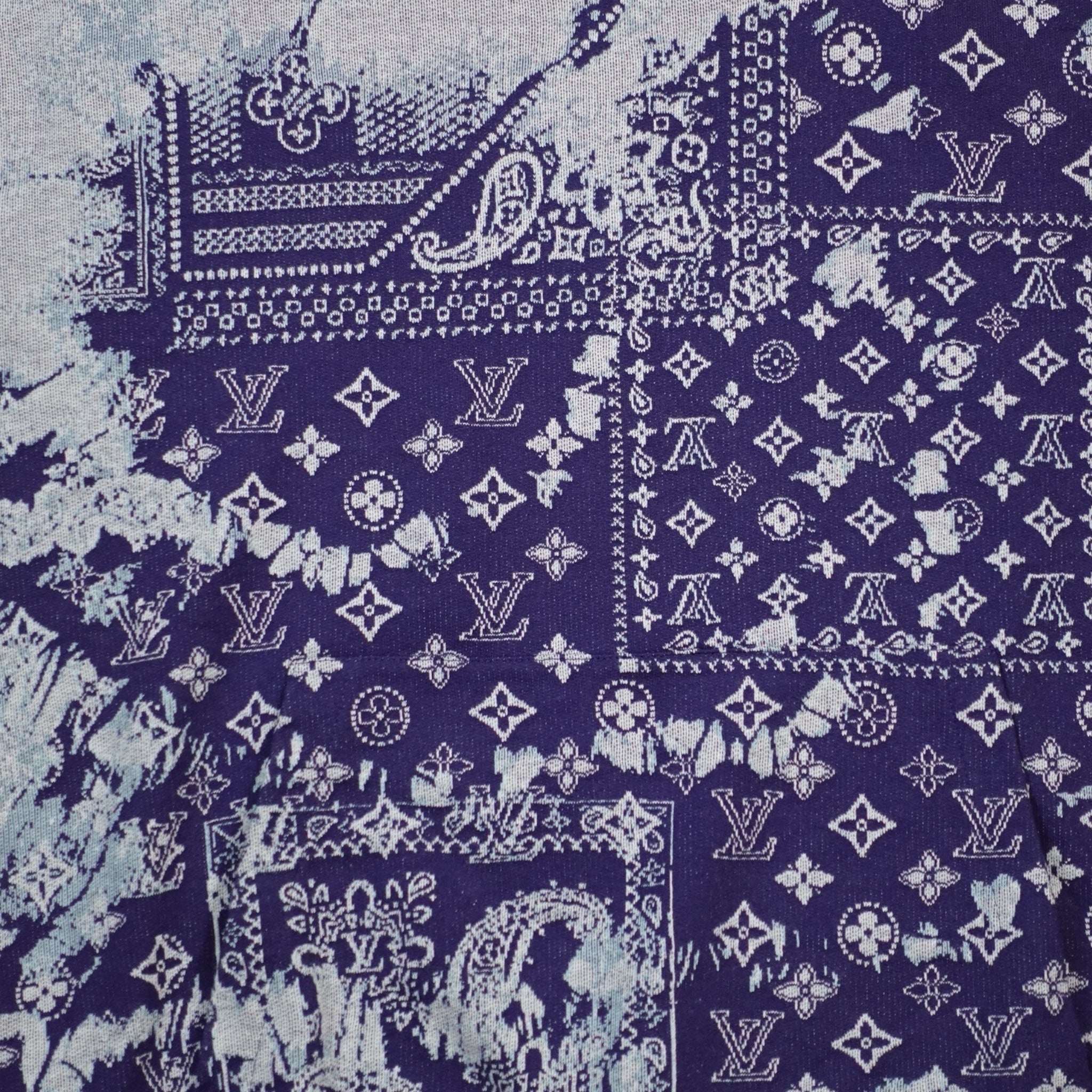 Louis Vuitton - Sweat à capuche à manches courtes Monogram Bandana bleu