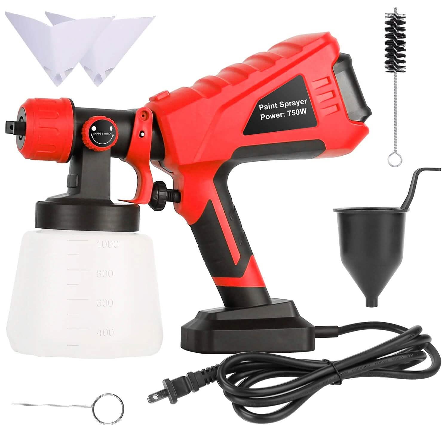 Pistolet à peinture électrique 750 W portatif avec 3 modèles de pulvérisation