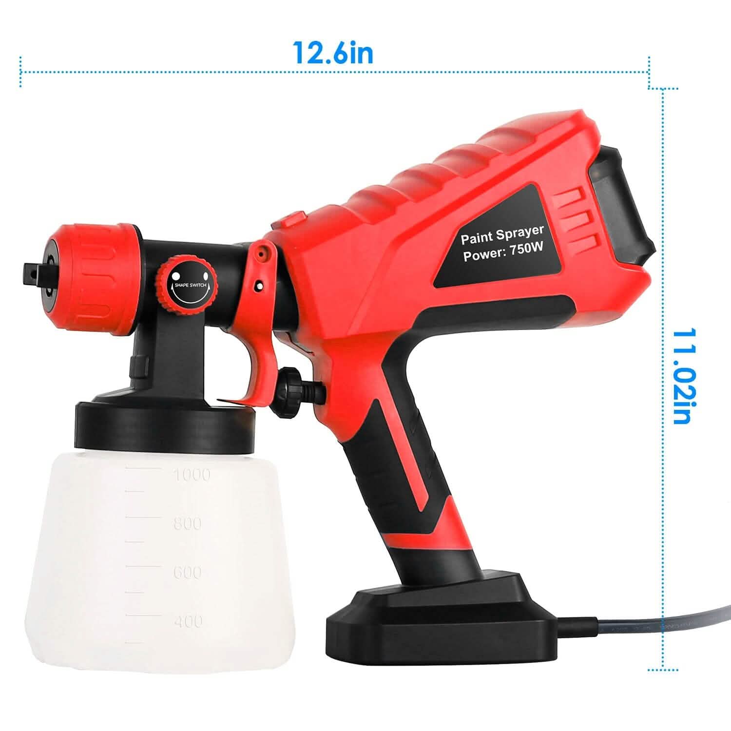 Pistolet à peinture électrique 750 W portatif avec 3 modèles de pulvérisation