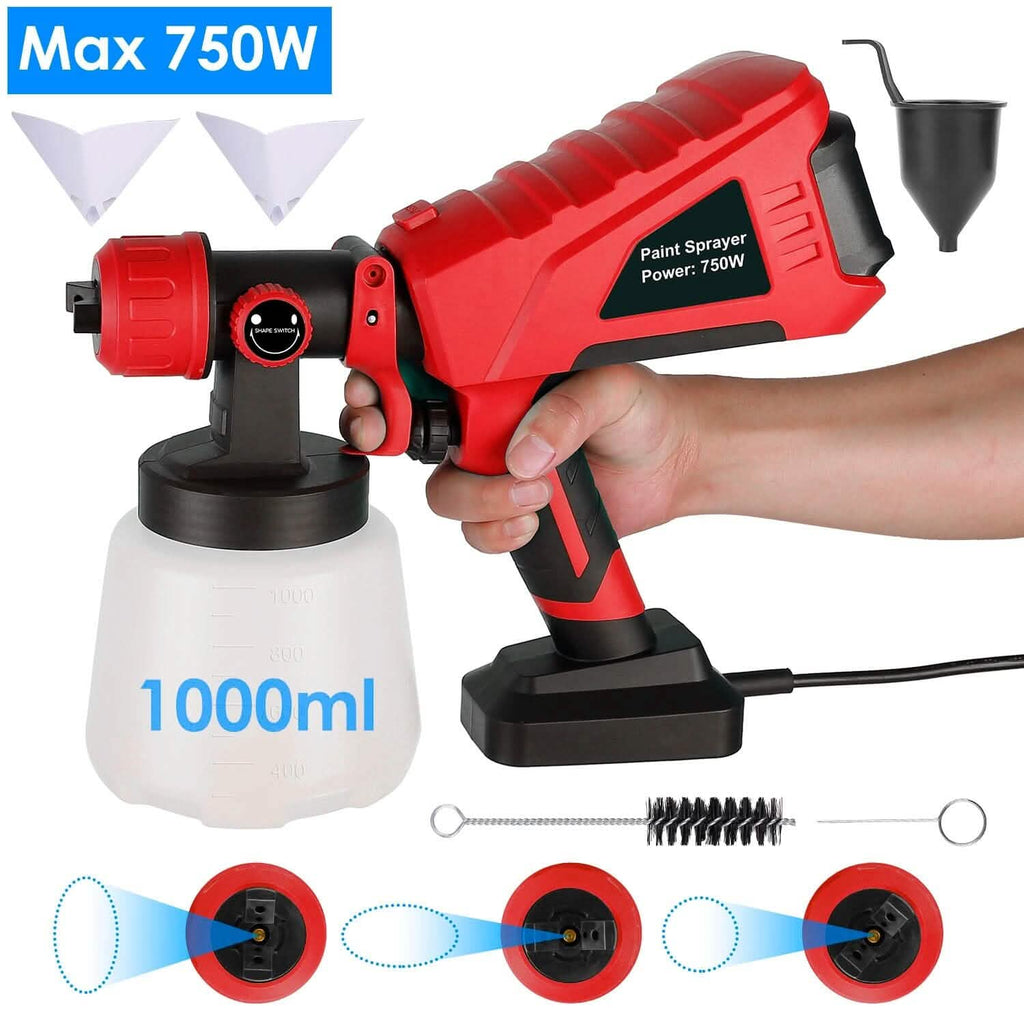 Pistolet à peinture électrique 750 W portatif avec 3 modèles de pulvérisation