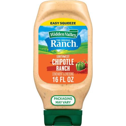 Condiment et vinaigrette ranch Chipotle du sud-ouest Hidden Valley, bouteille facile à presser, 473 ml (l'emballage peut varier)