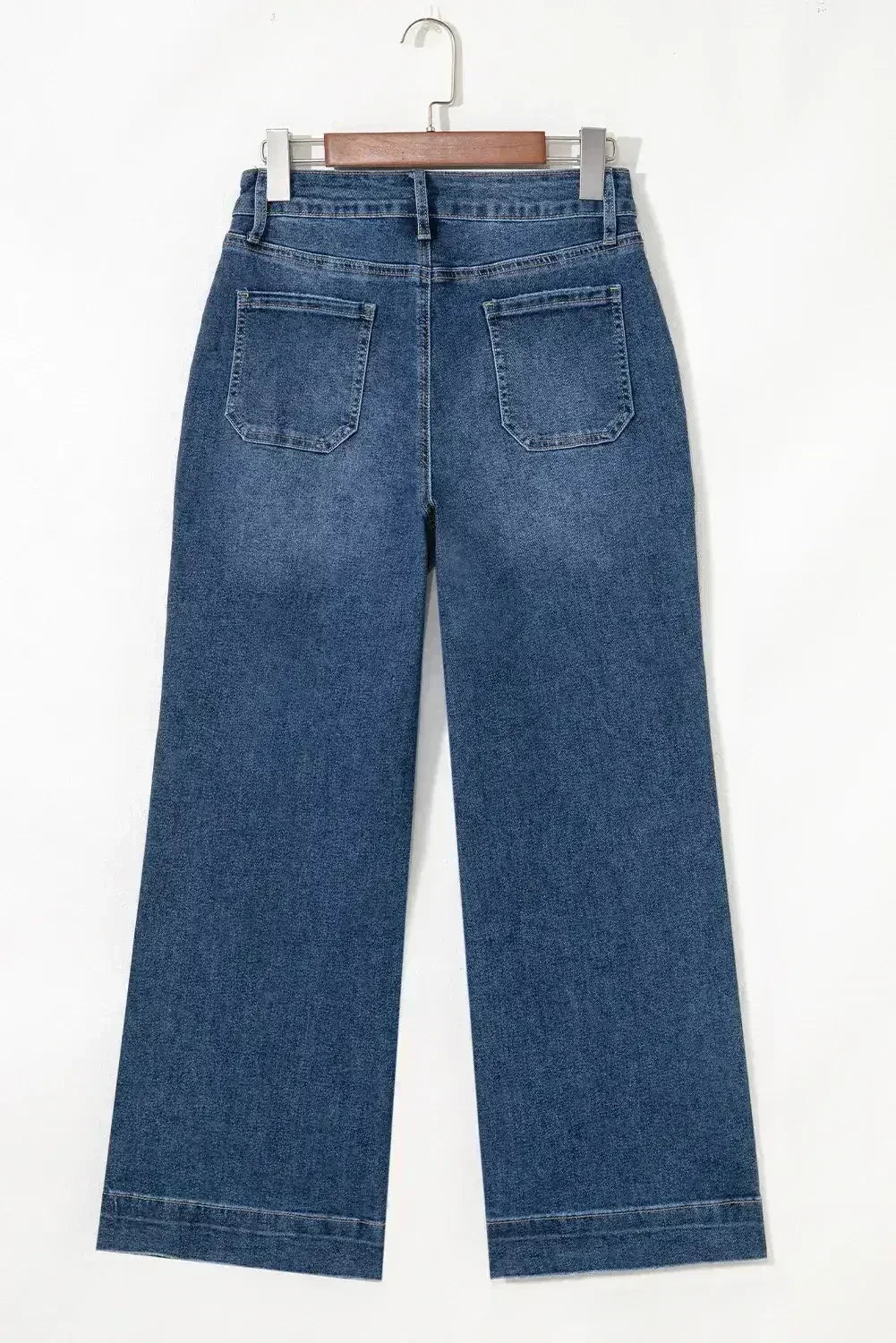 Jean court taille haute large Ashleigh Bleu