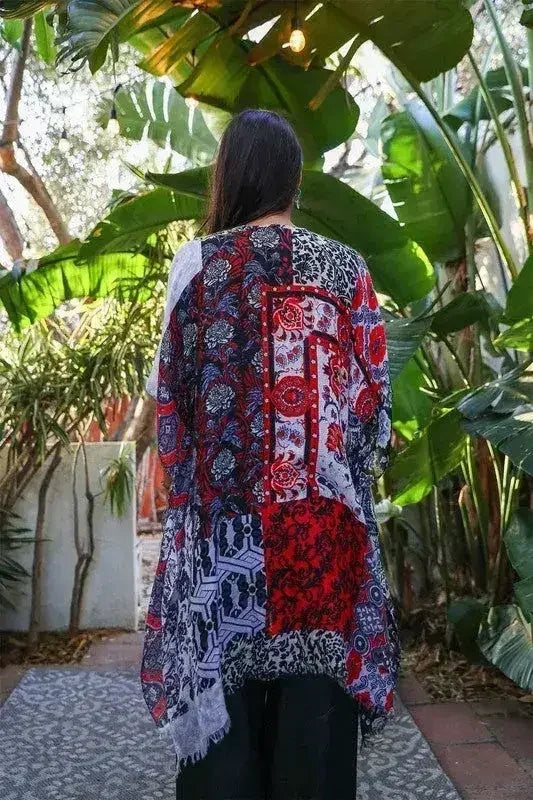 Kimono bohème fleuri patchwork