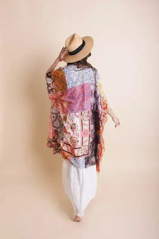 Kimono bohème fleuri patchwork