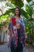 Kimono bohème fleuri patchwork