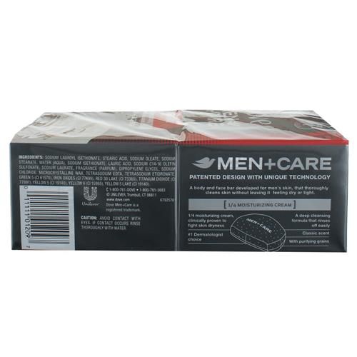 Dove Men + Care Pain Nettoyant Corps Et Visage Plus Hydratant Qu'un Savon Ordinaire Nettoyage Profond Élimine Efficacement Les Bactéries, Nourrit Votre Peau 106 g 6 Pains