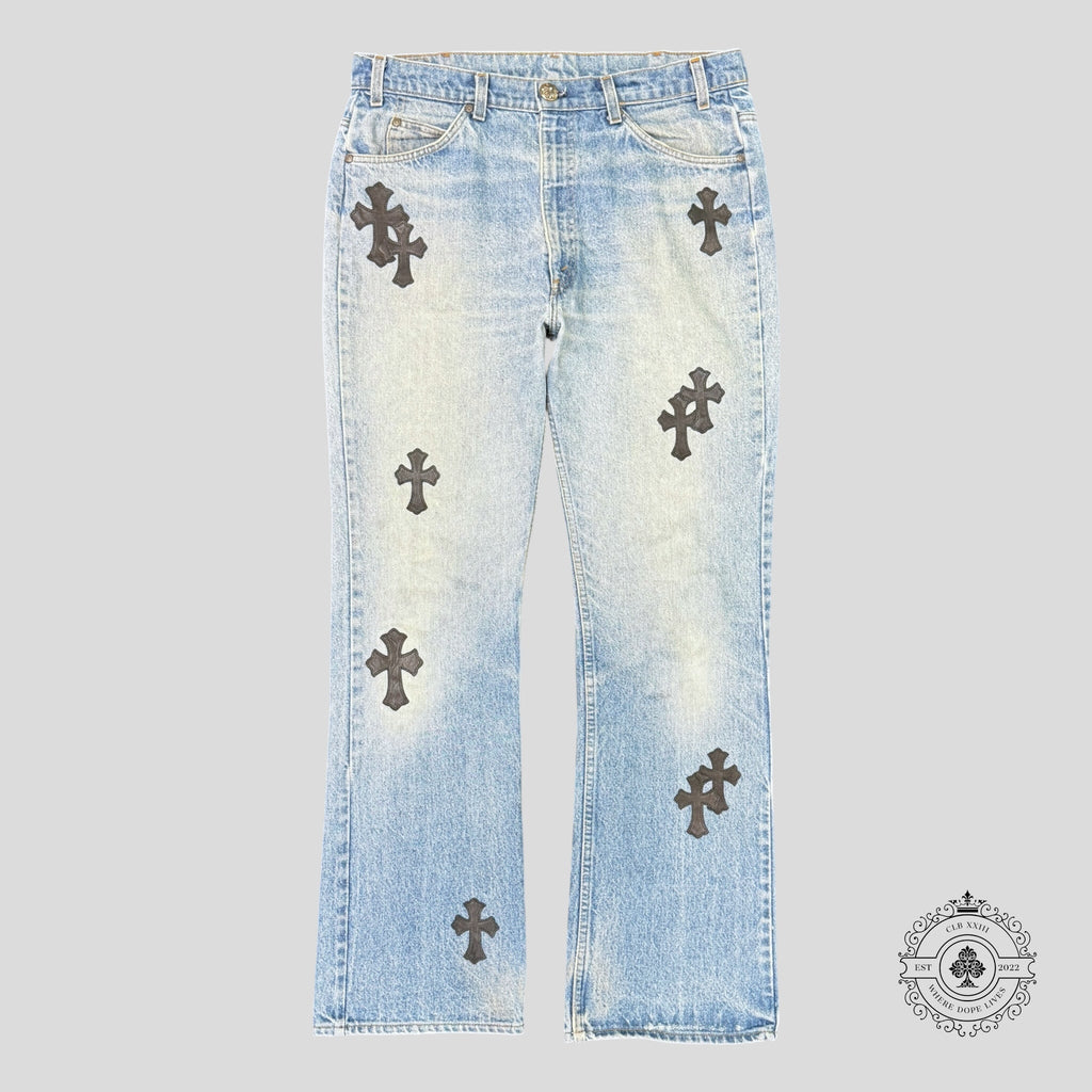 Jeans Chrome Hearts à croix brodées
