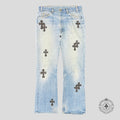 Jeans Chrome Hearts à croix brodées